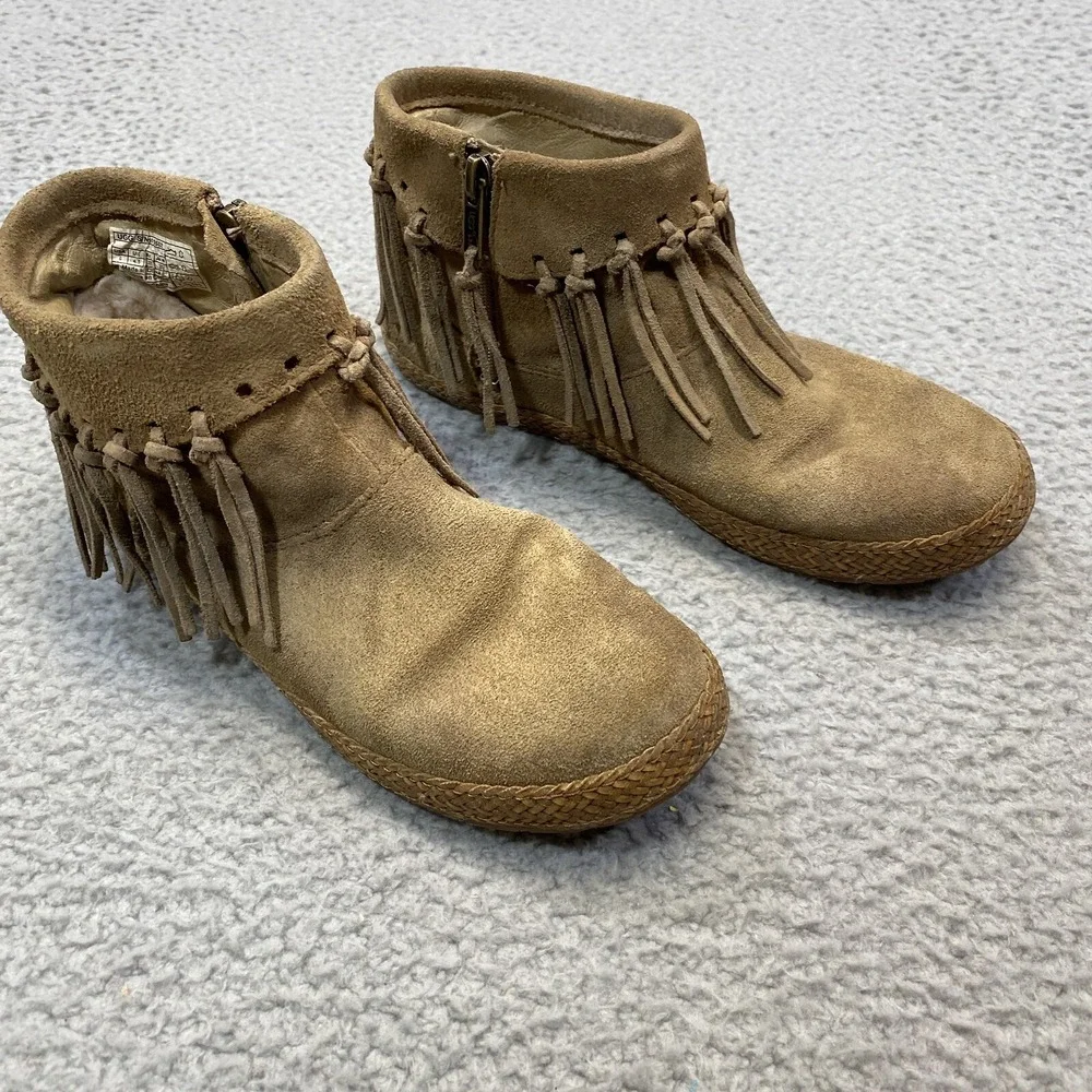 UGG Australia Ankle Boots  Size 6 Booties Shenendoah‎ Beige Fringes
